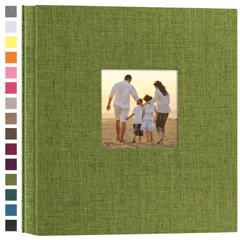 potricher Linen Hardcover Photo Album 4x6 600 Photos Large Capacity for Family Wedding Anniversary Baby Vacation (Green, 600 Pockets) - Image 1
